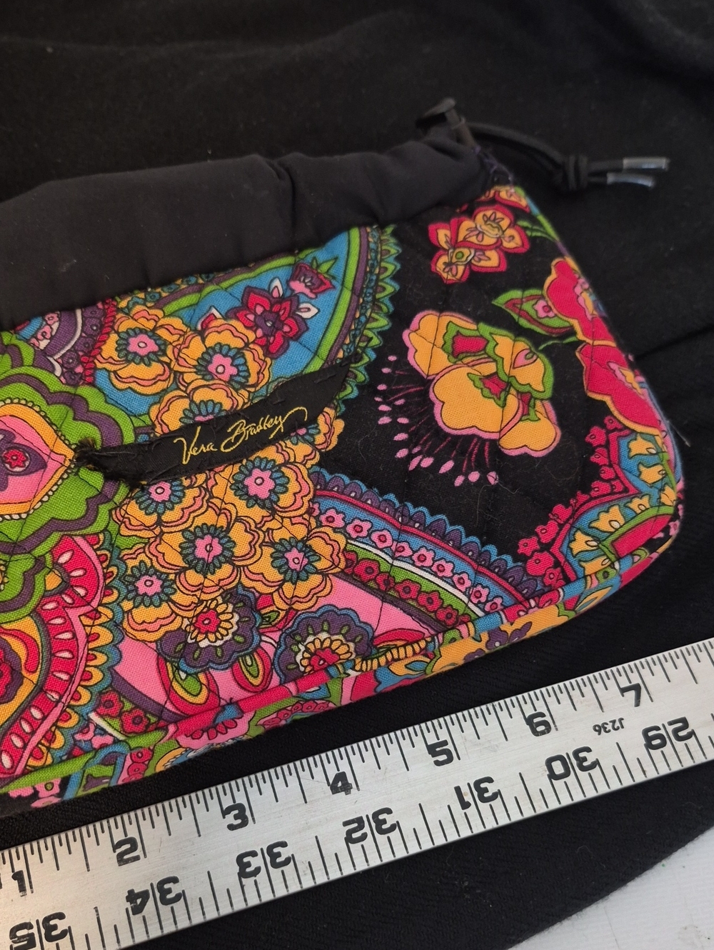Vera Bradley Black Multicolor Paisley Wristlet